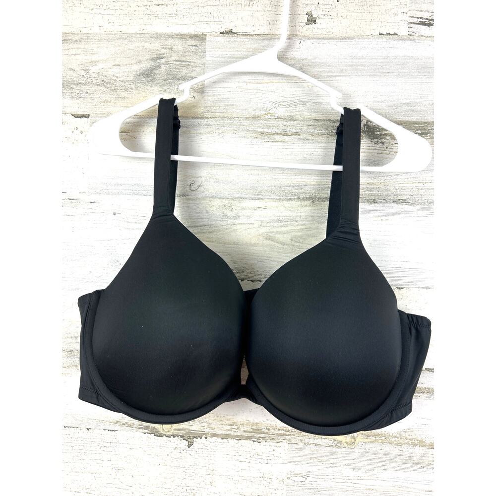 Cacique Womens Plus 44DD Black Boost Plunge Bra Underwire Comfort NEW